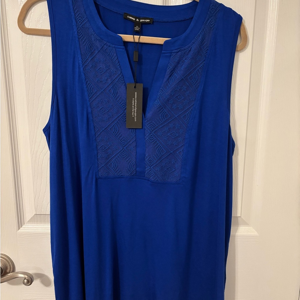 Cable & Gauge Royal Blue Textured Blouse